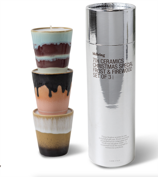 70s Christmas special frost &firewood set of 3 mini duftlys
