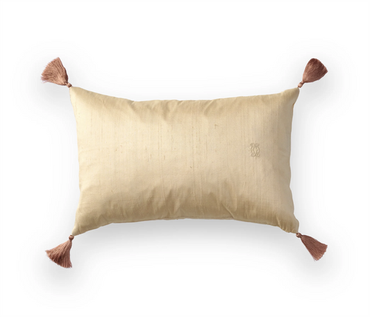 Silk cushion soft honey yellow 35x55cm