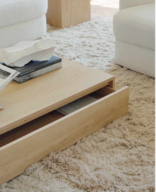 Mass Wide Coffee Table w. Drawer  Oak  H210 x W 1030 x D720
