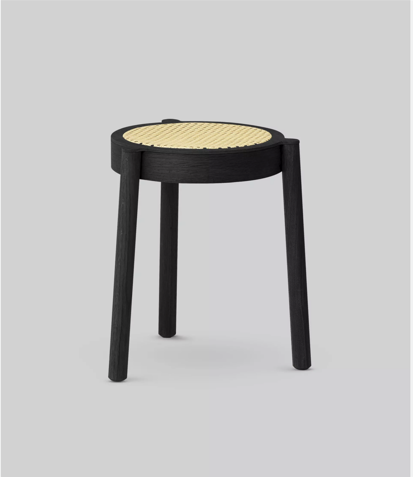 Pal stool black painted oak Cane mesh