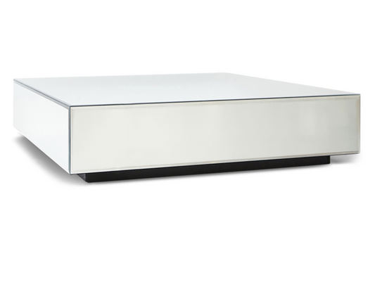 Mirror block coffee table clear, 90x90cm