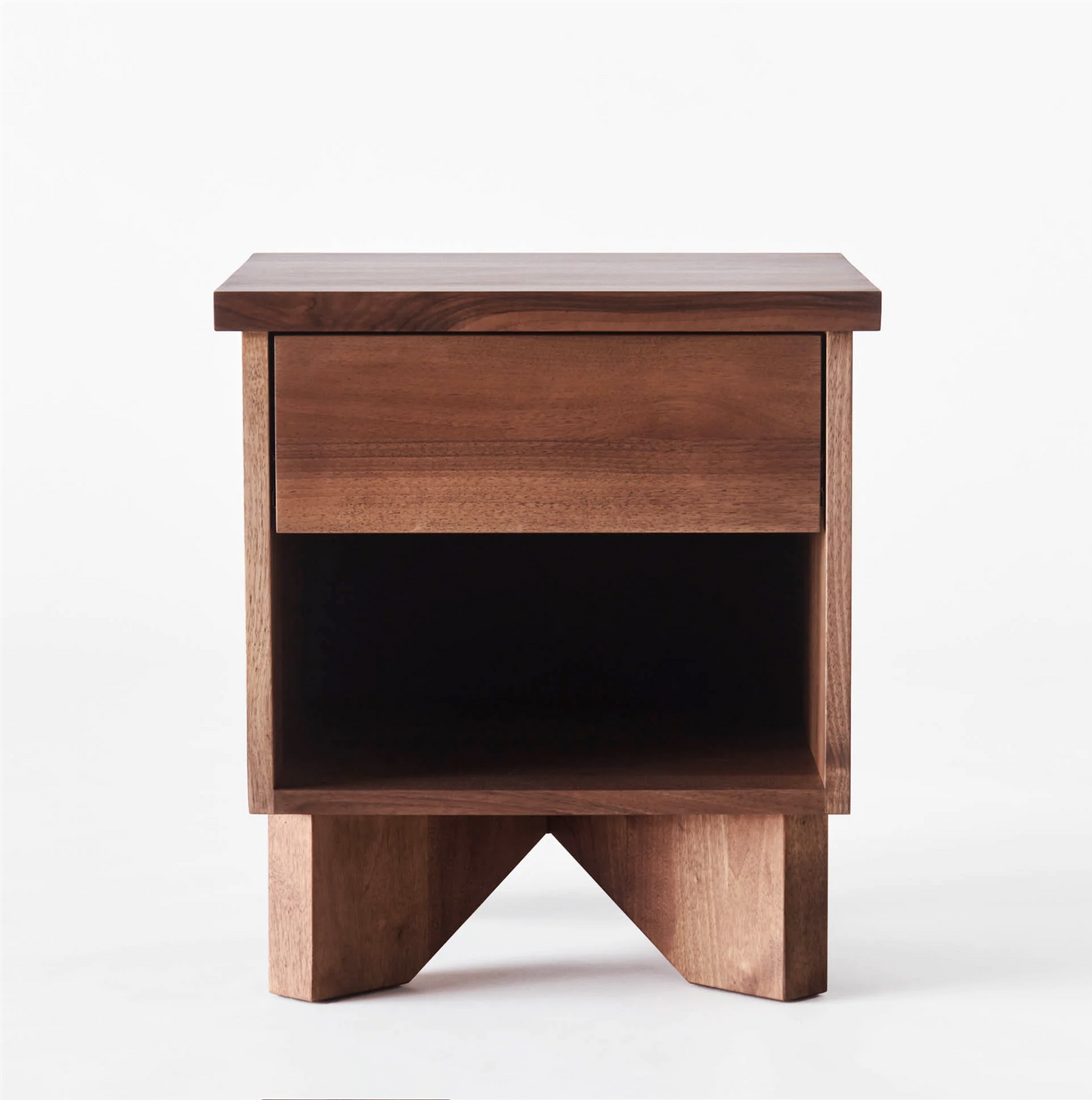 V BEDSIDE TABLE WALNUT