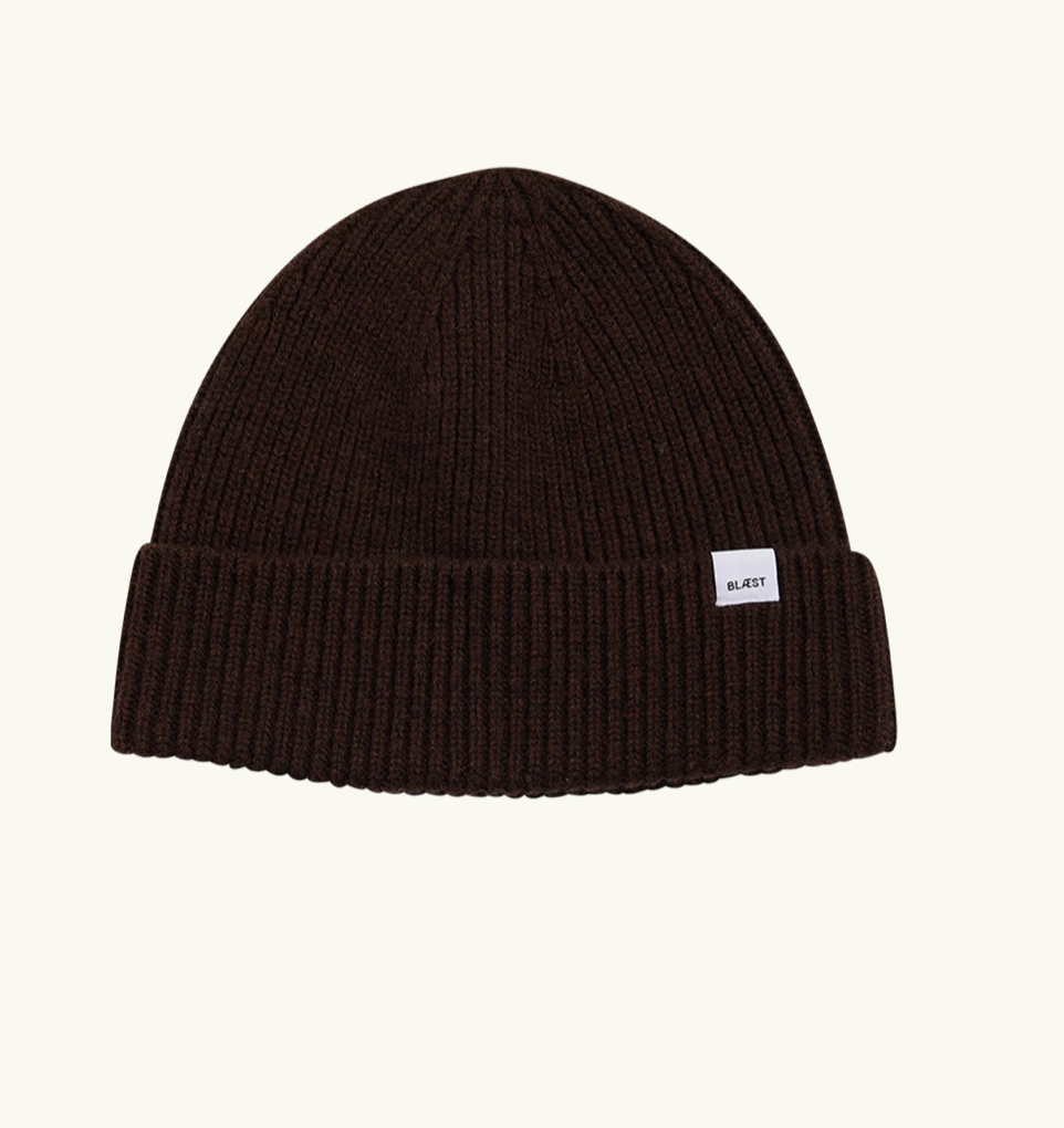 Beanie lue brun barn