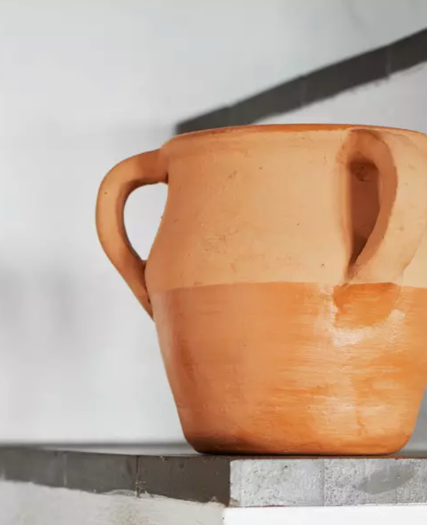 Terrakotta blomsterpotte med handtak