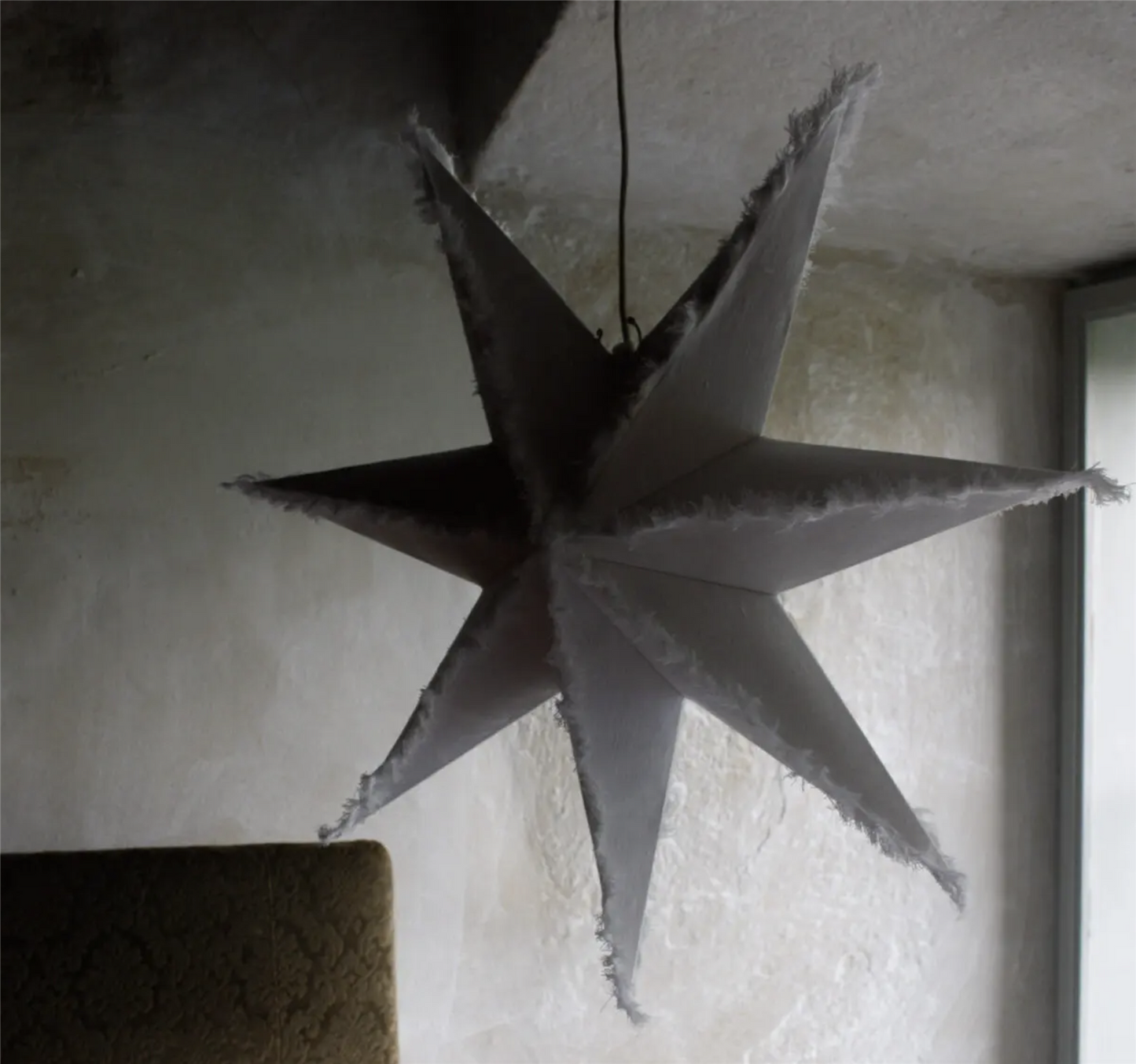 julestjerne 68cm hvit lin