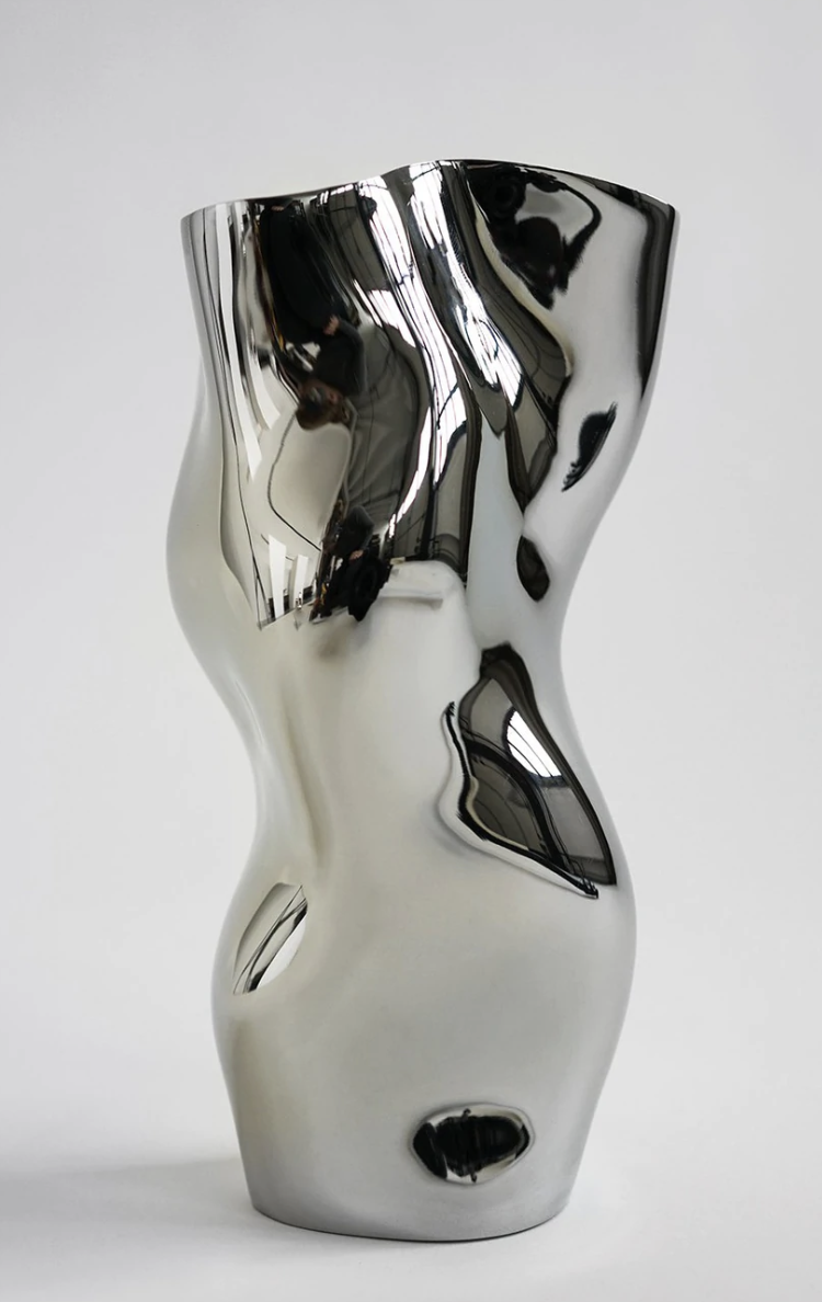 Ostrea Rock glass vase silver