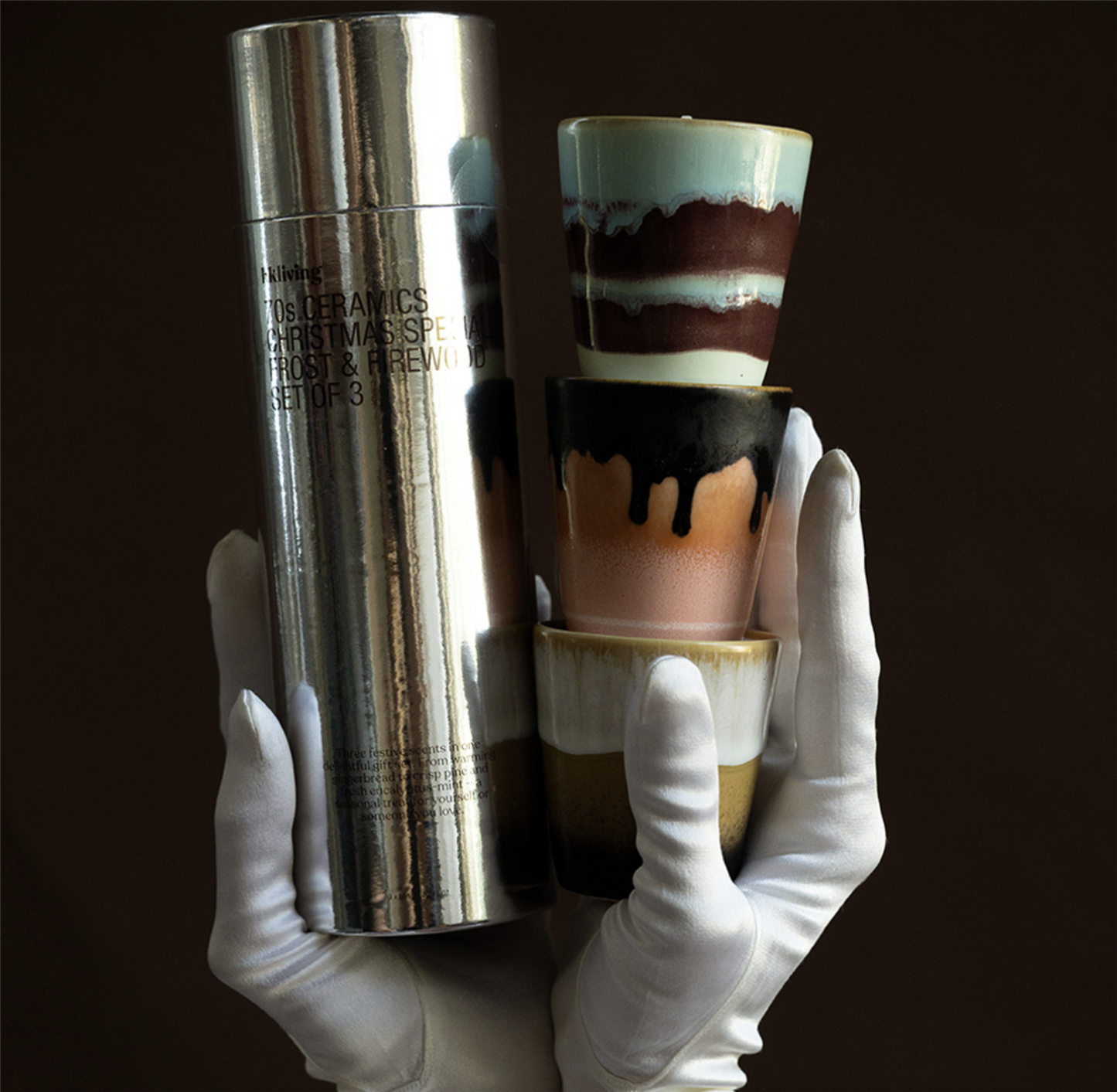 70s Christmas special frost &firewood set of 3 mini duftlys