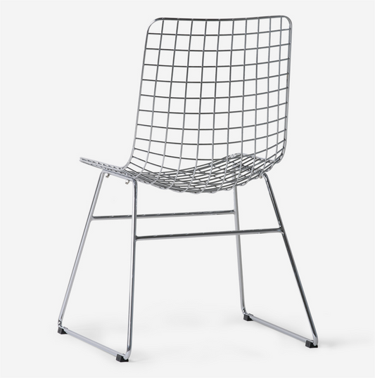 Metal wire chair spisestol 2pk silver