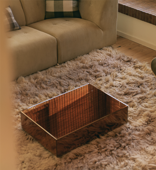 Mirror block coffee table smokey brown, 80x55cm