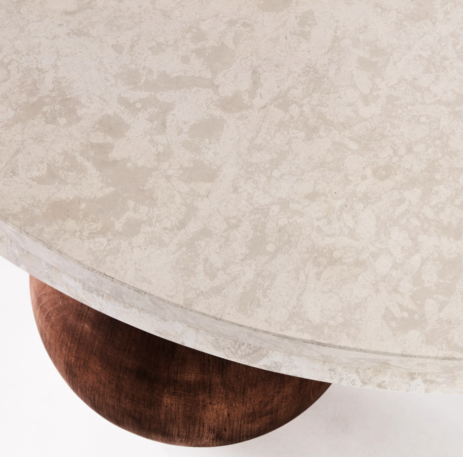 Sphere Round sofa table travertine Bianco 120
