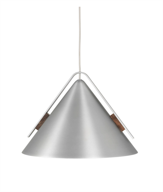 Cone Pendant Lamp | Large | Brushed Aluminium & Walnut