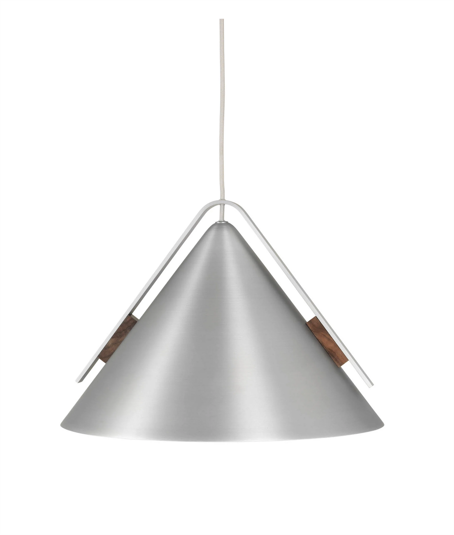 Cone Pendant Lamp | Small | Brushed Aluminium & Walnut