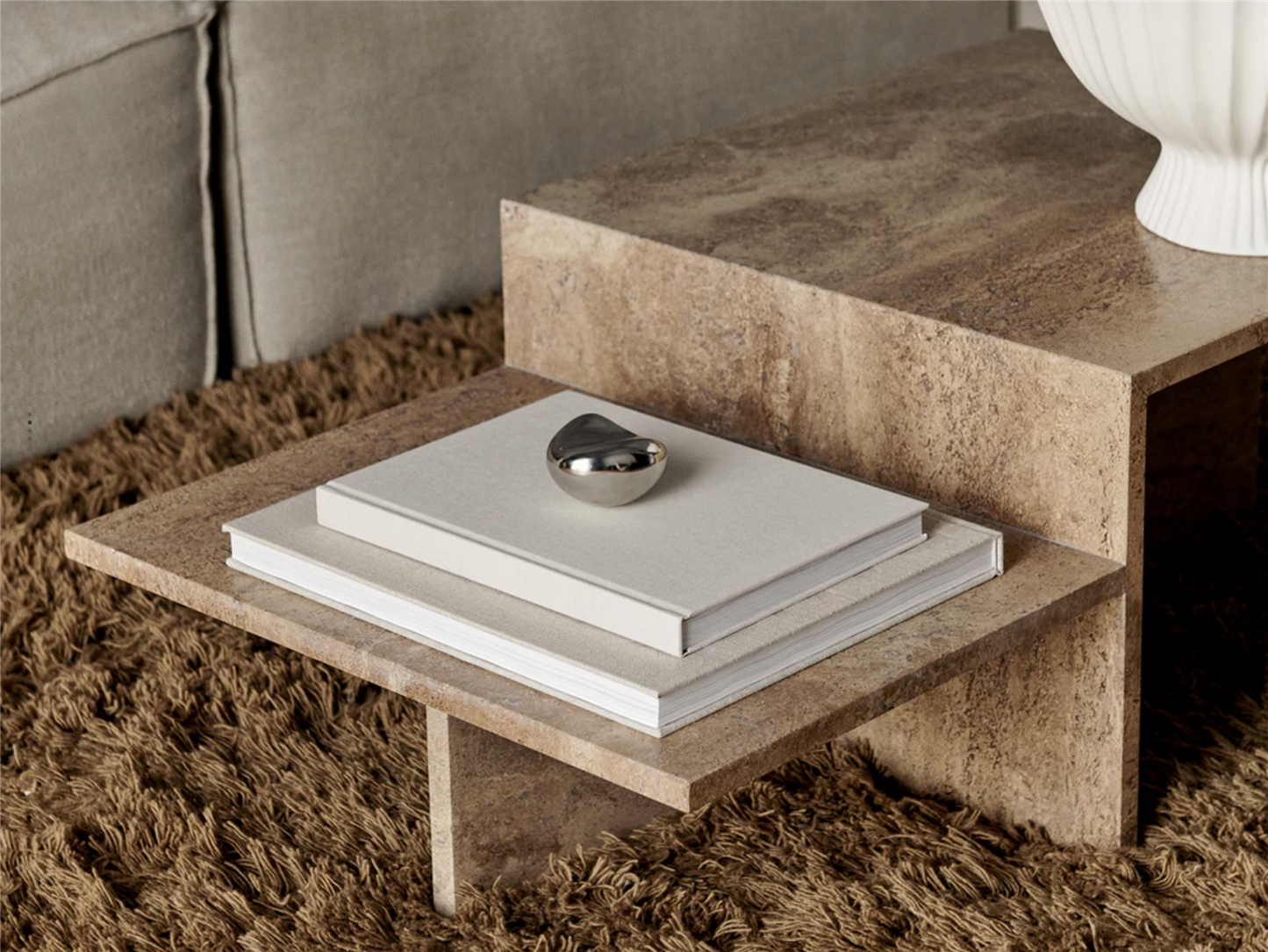 Distinct Coffe Table Travertin Brown