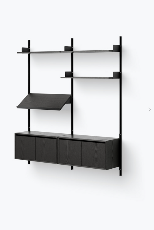 Living Shelf Cabinets Low w. Doors black ash/black