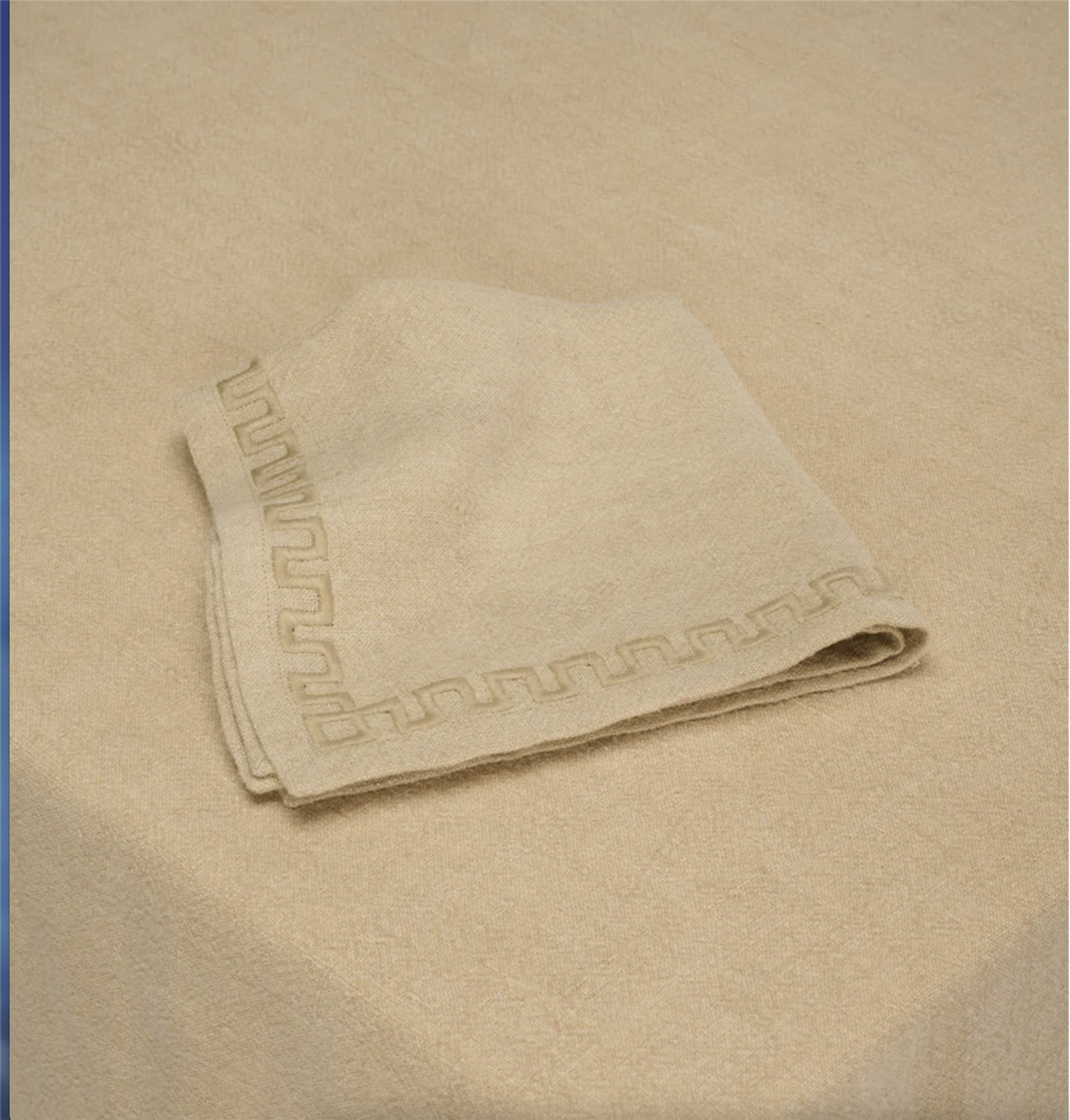 Frame linen tablecloth, beige 160x280 cm