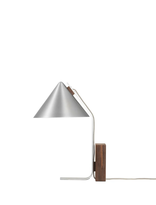 Cone Table Lamp | Sculptural Table Lamp | Brushed Aluminium & Walnut