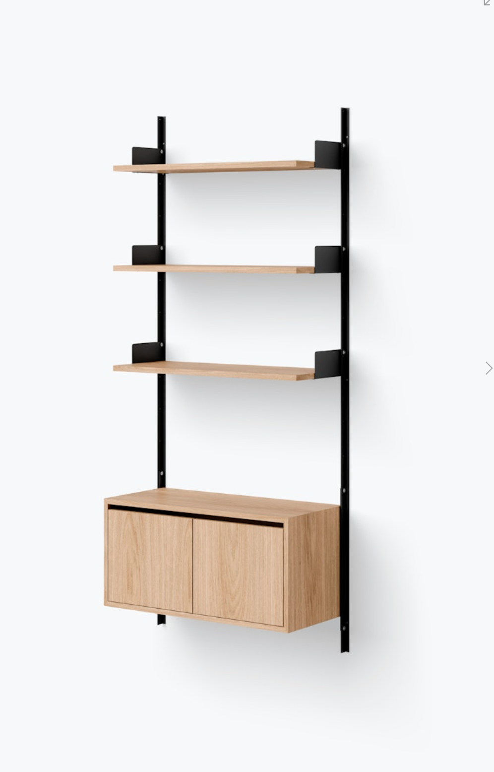 Wall Shelf 1900 Cabinet Low w. Doors black/oak