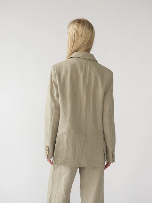 Linen straight blazer cool beige size 2