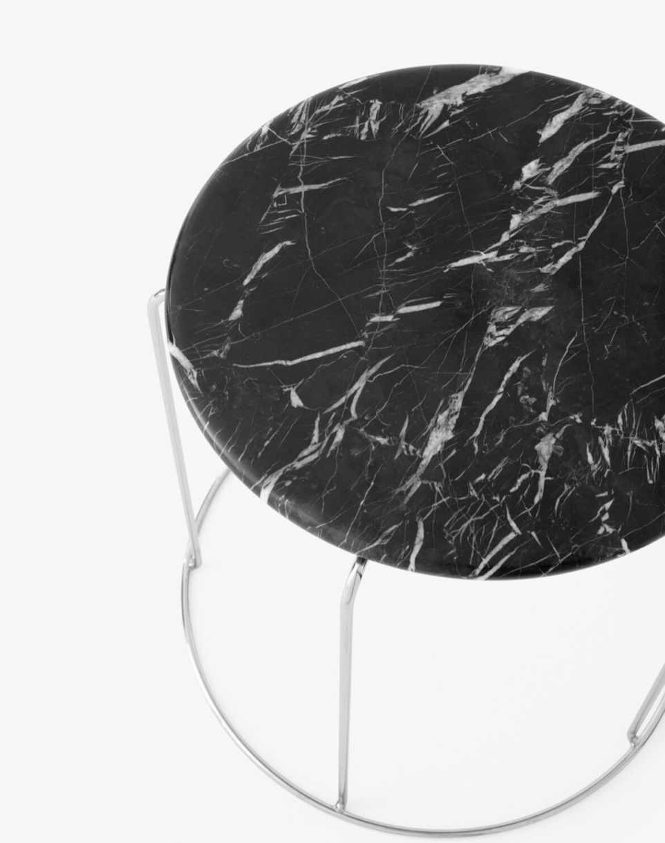 Wire Stool VP11 inkl marble top Nero Marquina