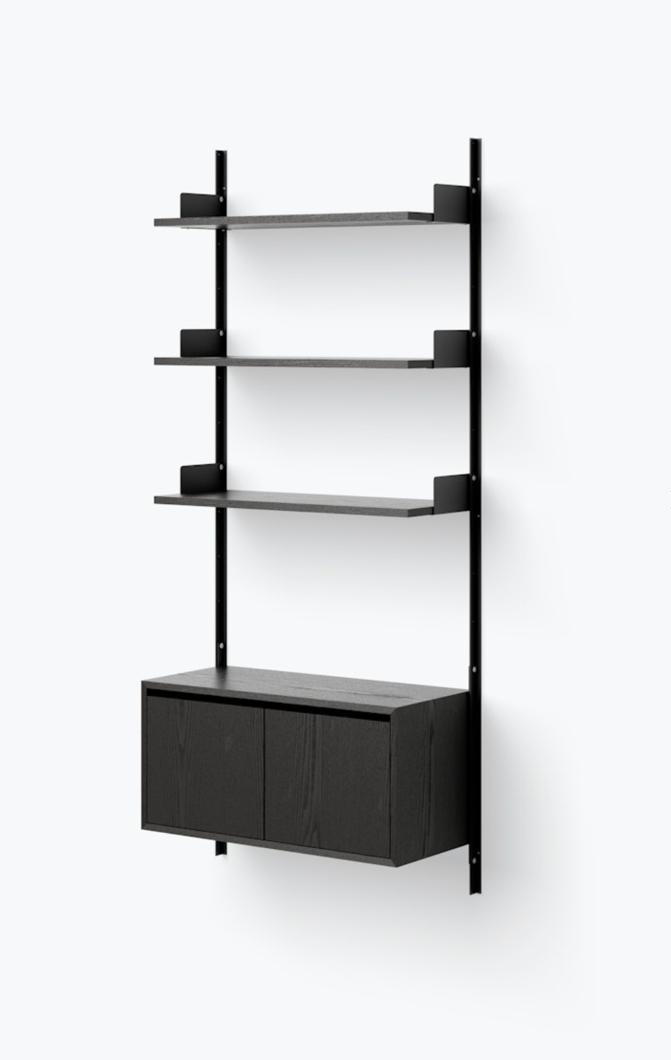 Wall Shelf 1900 Cabinet Low w. Doors black ash/black