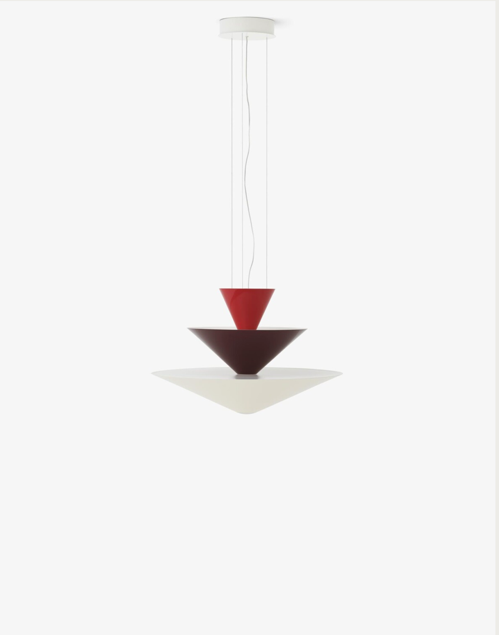 Gio LN14 Chandelier Vermilion Red, Dark Burgundy & Ecru White