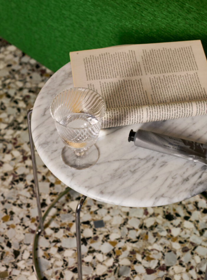 Wire Stool VP11 inkl marble top Bianco Carrara