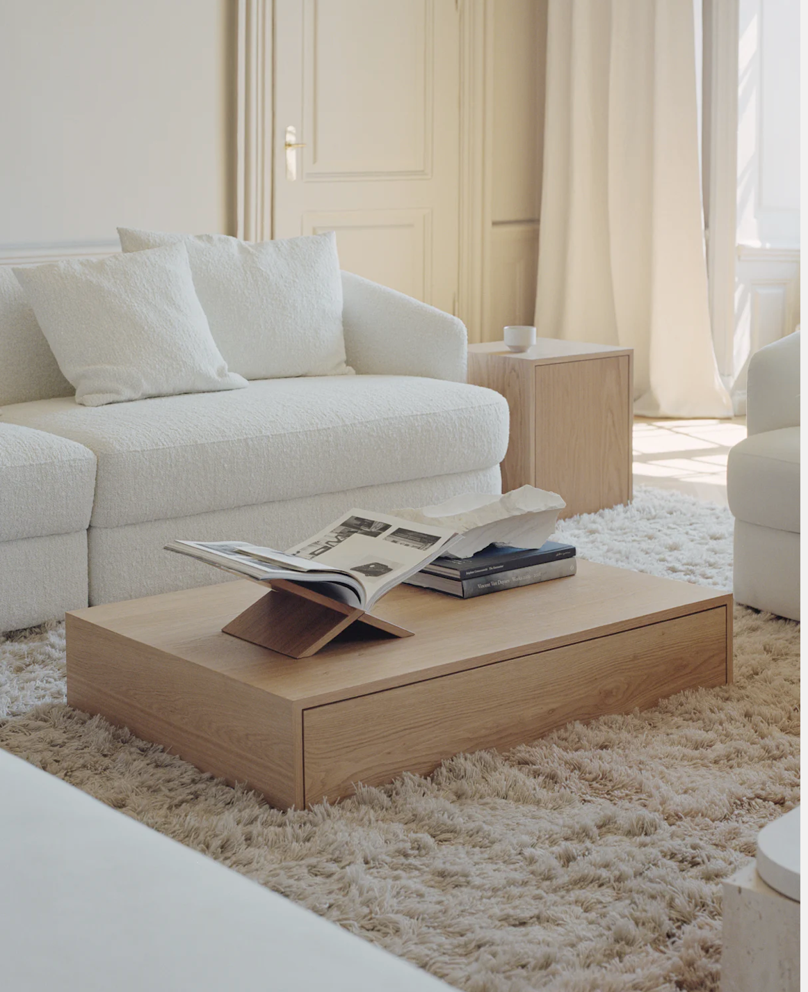 Mass Wide Coffee Table w. Drawer  Oak  H210 x W 1030 x D720