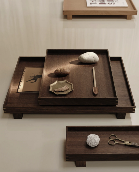 Bon wooden tray large smoked oak