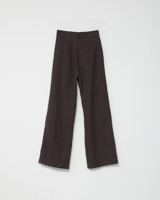 Linen wide box pants dark brown size 3