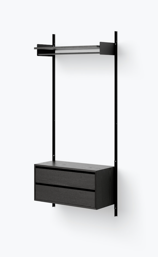 Wardrobe Shelf Cabinet w. Drawers black ash/black