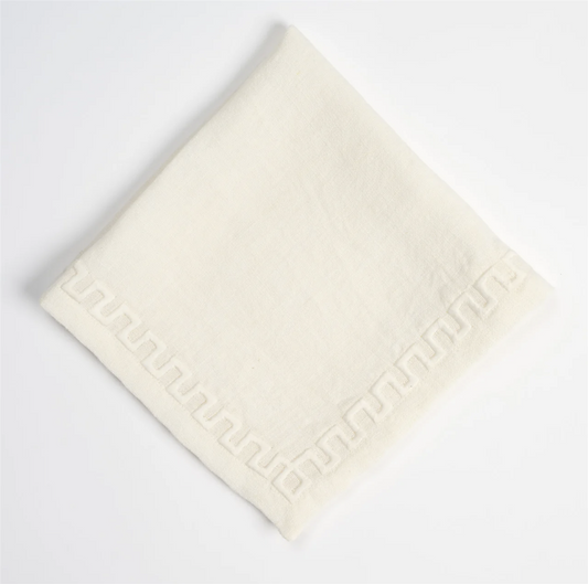 Frame linen tablecloth, white 160x280 cm