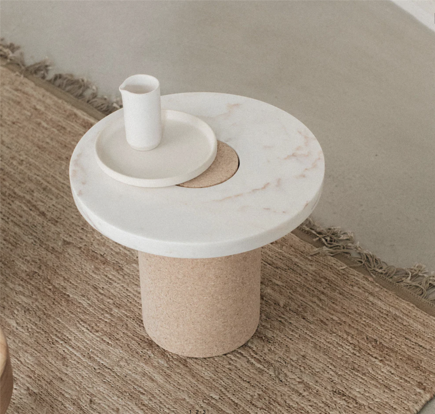 Elegant Small Sintra Table -White Marble Cork Ø 39