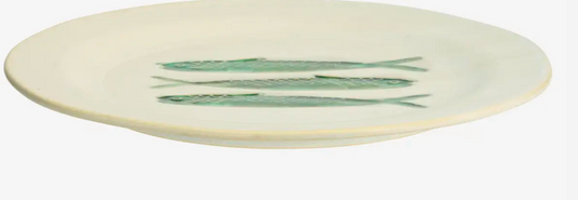 Stoneware dinner plate offwhite/green  ø 27,5 cm