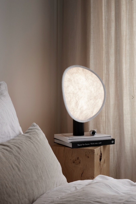 Tense Portable Table Lamp Black Base w. White Tyvek