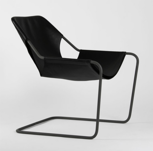 Paulistano Stol - Matt sort skinn & sort understell