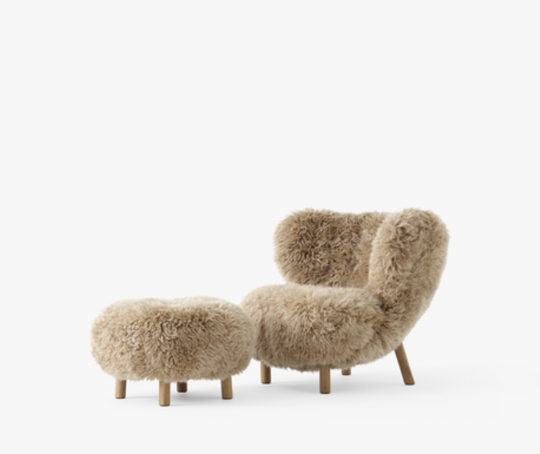 Pouf Little Petra ATD1 oiled oak w/sheepskin honey 50mm