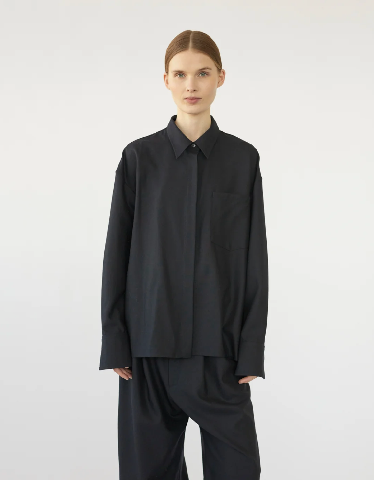 Fine wool oversized shirt navy size 1