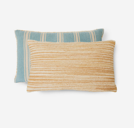 Woven cushion natural/blue30x50