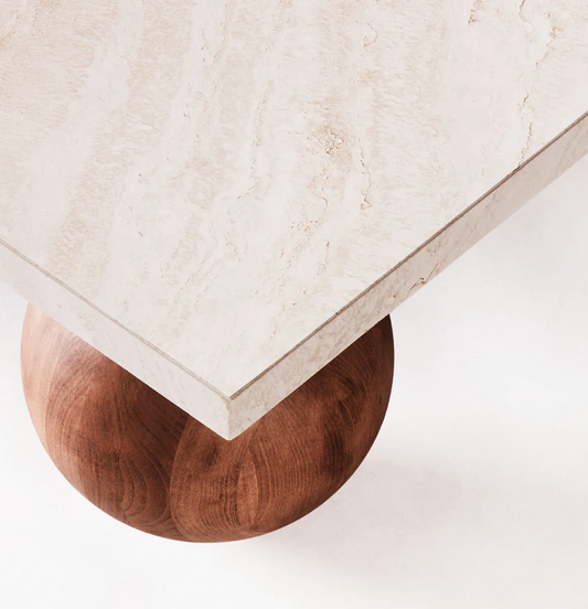 Sphere square sofa table travertine Bianco 120x120