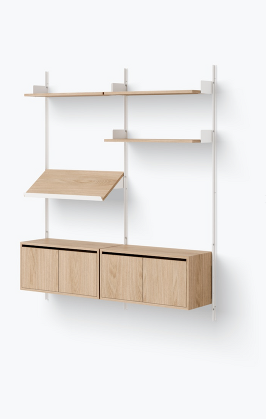 Living Shelf Cabinets Low w. Doors white/oak