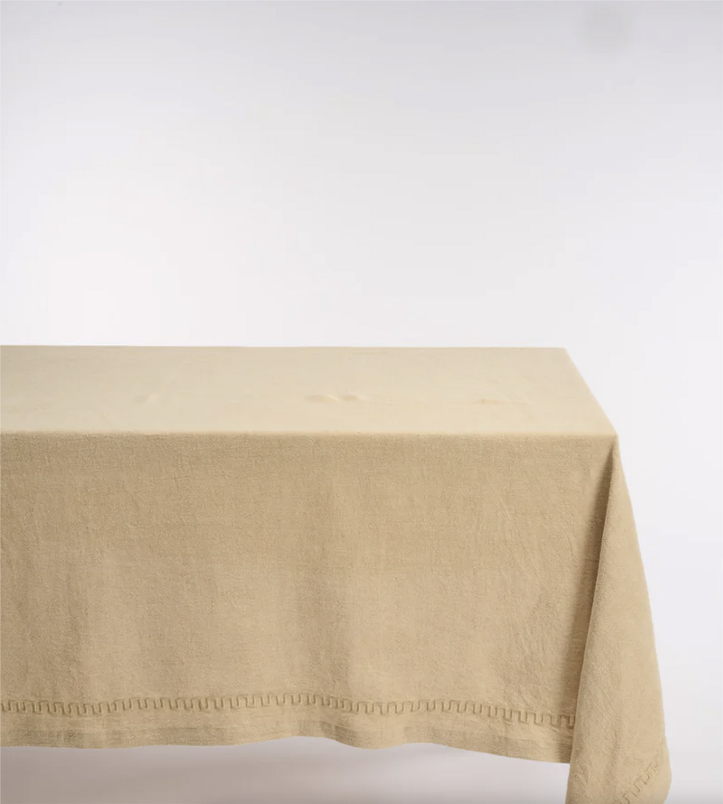 Frame linen tablecloth, beige 160x280 cm