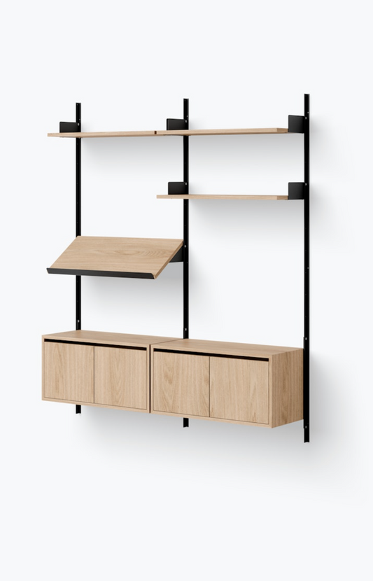 Living Shelf Cabinets Low w. Doors black/oak