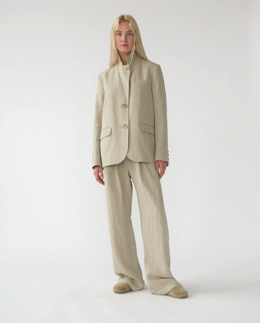 Linen straight blazer cool beige size 2