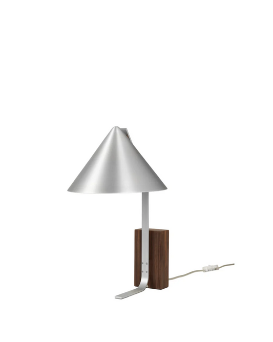 Cone Table Lamp | Sculptural Table Lamp | Brushed Aluminium & Walnut