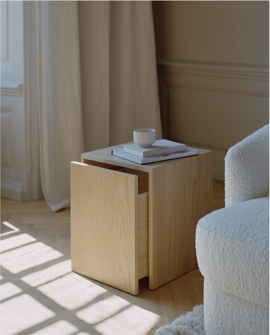 Mass Side Table w. Drawer Oak  H 470 x W: 400 x D: 400 mm