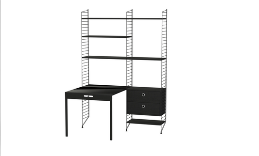 Workspace E Black/Black stained ash 140 cm
