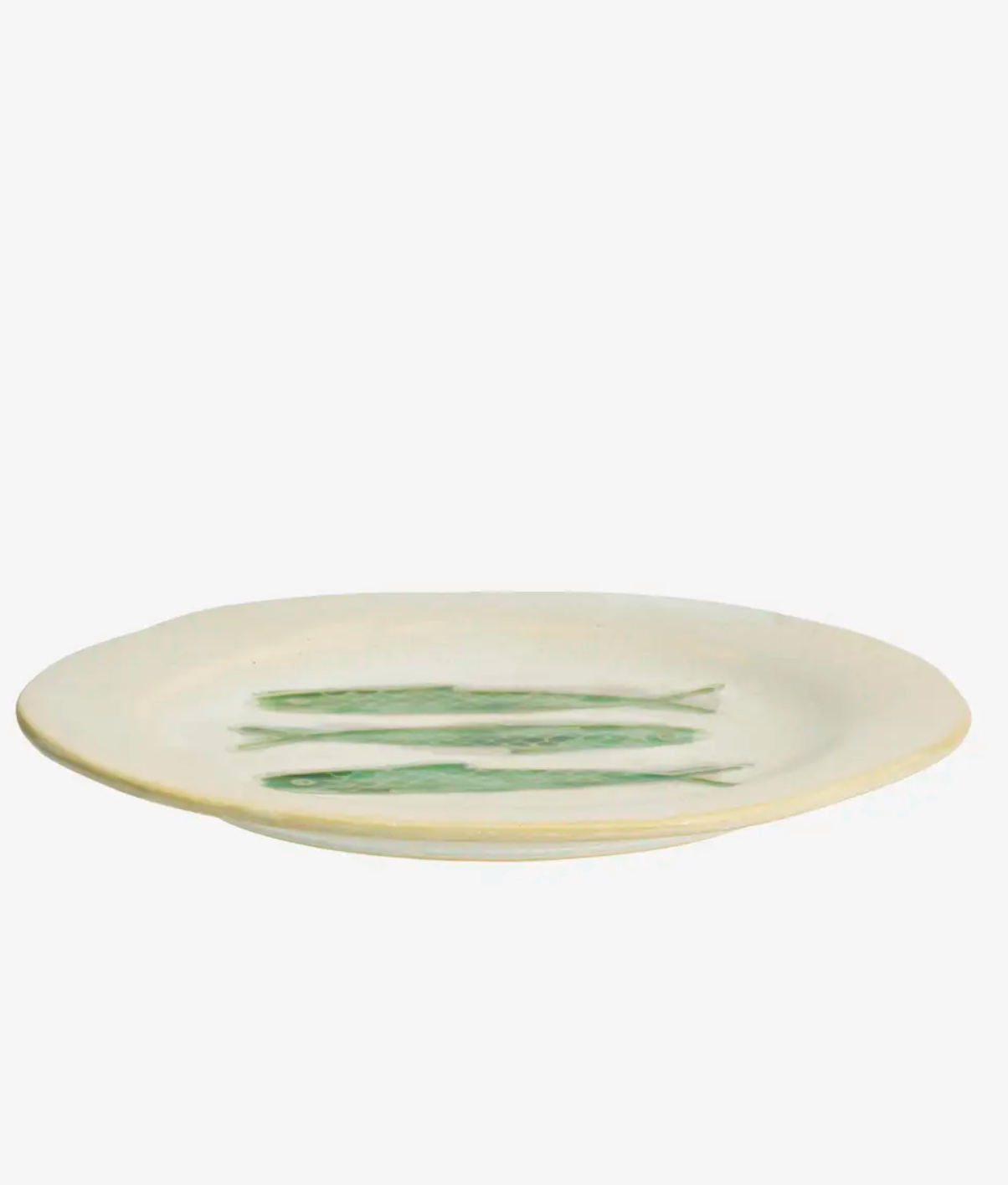 Stoneware lunch plate  offwhite/green ø21