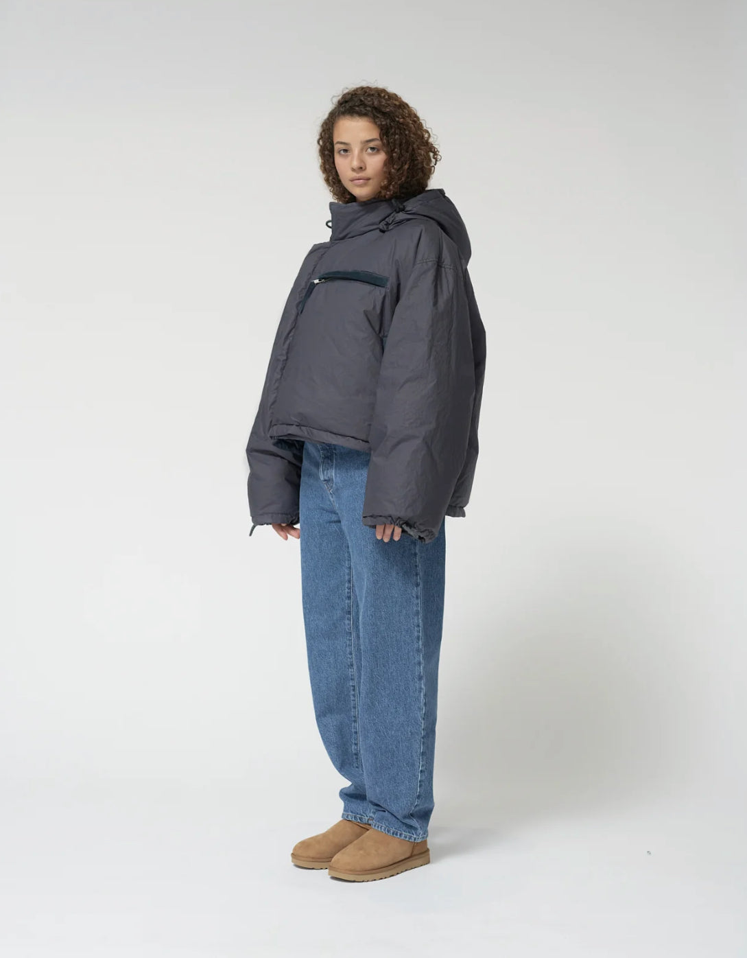 Re:down puffer jacket navy size 2