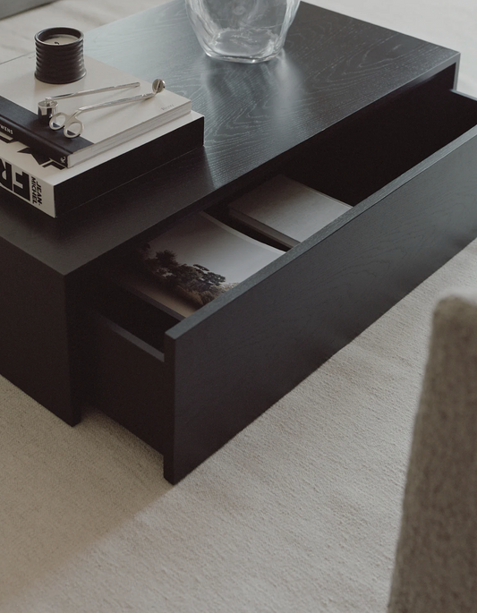 Mass Coffee Table High w. Drawer Black H270 x W: 1030 x D: 600 mm