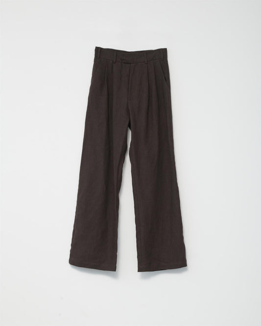 Linen wide box pants dark brown size 3